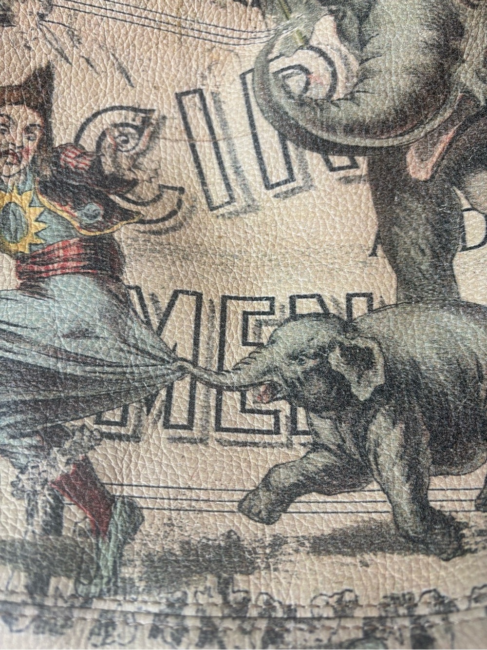 Massimo Trulli Circus Elephant Graphic Print Leather Shoulder Bag Limited Edit - Picture 3 of 11
